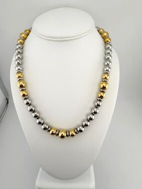 Napier Two-Tone Gold and Silver Toned Beaded Necklace